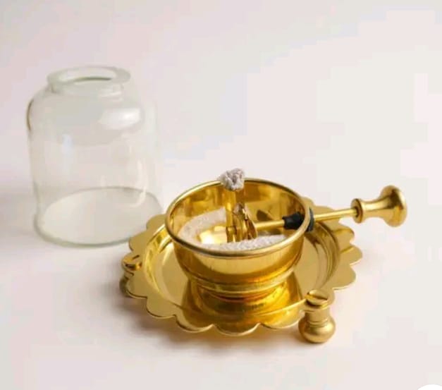 Brass Oil Diya with Glass Cover – Navratri & Pooja Special | Traditional Temple Décor | Limited Stock
